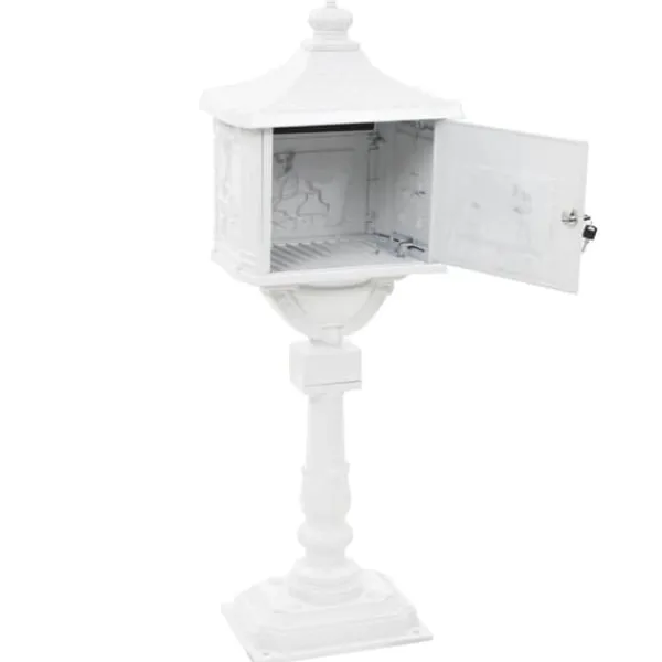 Best Postkasse med piedestal i vintagestil - Rustbestandig aluminium | Farve: Hvid Postkasser & Brevindkast