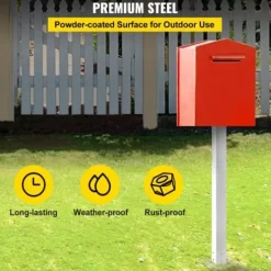 Discount Postkasse Stander, 109,5 cm Højde, 12,5x12,5 cm Base, Hvid, Stål Postkasser & Brevindkast