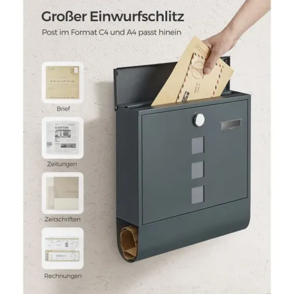 Sale Postkasse, 11x37x37 cm, Antracit Postkasser & Brevindkast