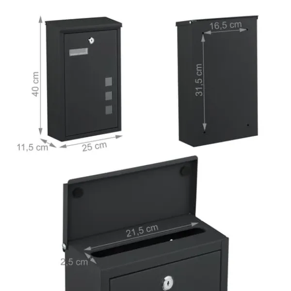 Postkasser & Brevindkast^Postkasse, 40x25x11,5 cm, jern