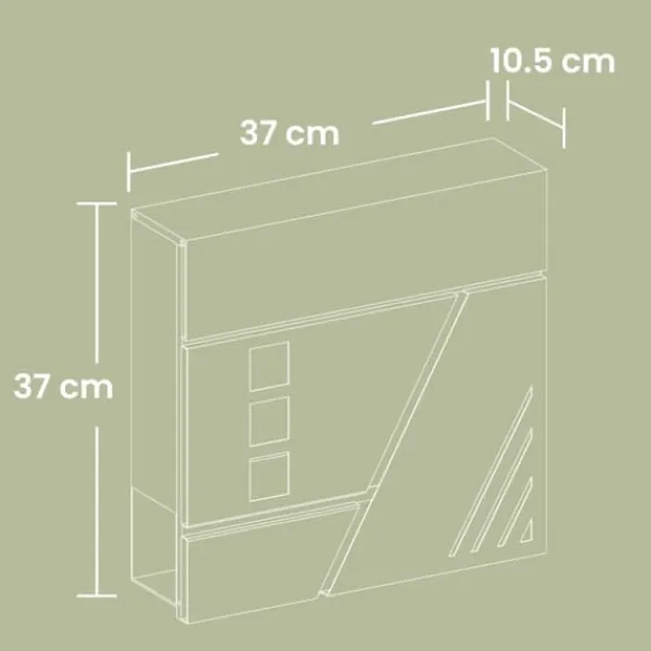 Postkasser & Brevindkast^Postkasse, 37x10,5x37 cm, Sølv