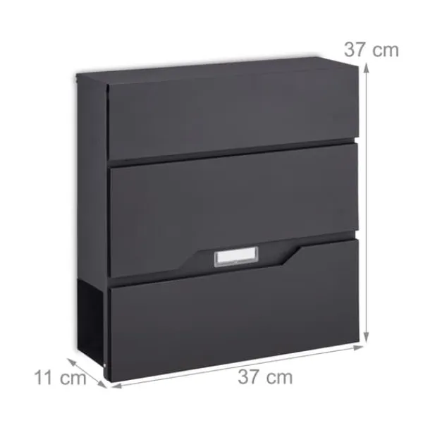 Postkasse, 37x37x11 cm, Sort Postkasser & Brevindkast