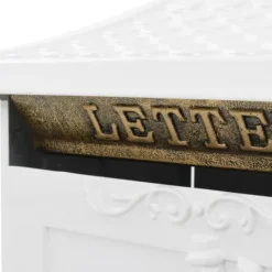 Postkasser & Brevindkast^Postkasser - Living postkasse med piedestal aluminium vintagestil rustbestandig hvid