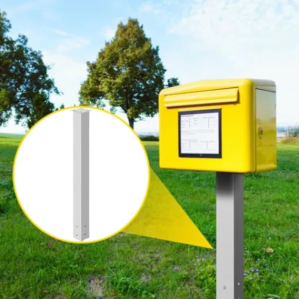Postkasser & Brevindkast^Postkassestolpe, 43" høj hvid pulverlakeret stålstativ til fortov og gadekant. Universel vedligeholdelsevenlig udendørs løsning.