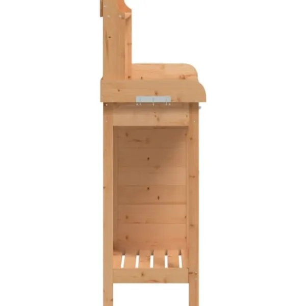 Best Pottebænk med skab i massivt grantræ | Størrelse: 110,5x45x124,5 cm | Farve: Brun Plantningsbænke