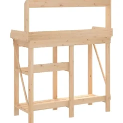 Sale Pottebord i massivt fyrretræ med hylder - Robust og slidstærkt | Farve: Natur | Størrelse: 120x60x90 cm Plantningsbænke