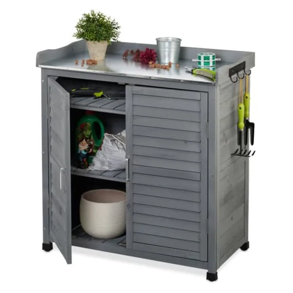 Plantningsbænke^Pottebord, 92x90x45 cm, Brun