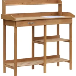 Online Pottebord, 117x45x121 cm, Natur Plantningsbænke