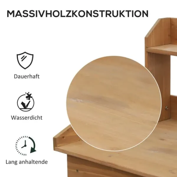 Online Pottebord, 117x45x121 cm, Natur Plantningsbænke