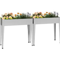Krukker & Plantebeholdere^Praktiske plantekasser i galvaniseret stål - 2 stk. | Farve: Stål | Størrelse: 120x80x80 cm