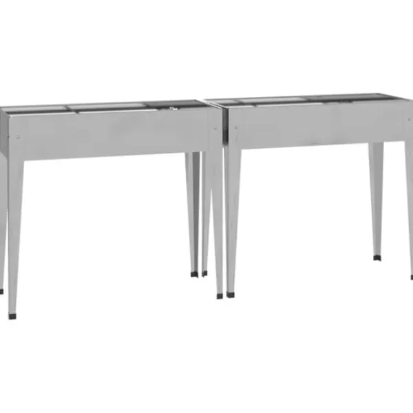 Krukker & Plantebeholdere^Praktiske plantekasser i galvaniseret stål - 2 stk. | Farve: Stål | Størrelse: 120x80x80 cm