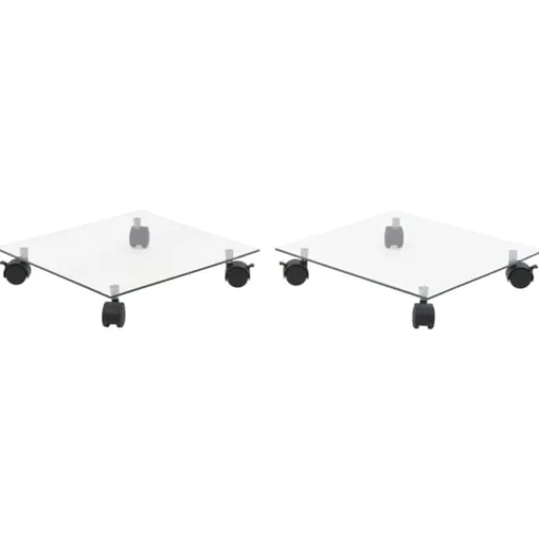 Hot Praktiske plantevogne 2 stk. | Hærdet glas 35x35 cm | Firkantet design | 360° drejehjul Plantestativer