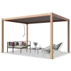 Online PRIMEYARD Pergola 3x4 m aluminiumsstolper i træ-look med lameltag lavet af stål Buer, Spalier, Lysthuse Uden Tag