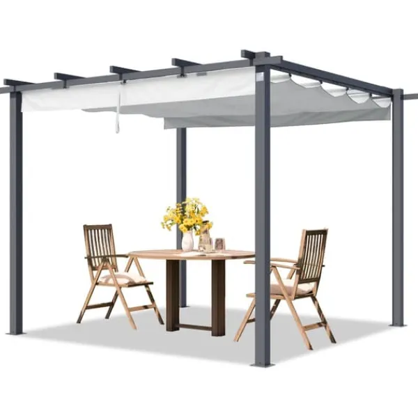 Buer, Spalier, Lysthuse Uden Tag^PRIMEYARD Pergola 3x3 m med skydetag stålkonstruktion grå