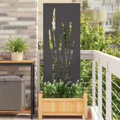 Buer, Spalier, Lysthuse Uden Tag^Privatlivsskærm i blomstret sort stål - Haveafskærmning | Størrelse: 50 x 140 cm