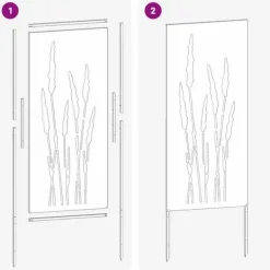 Buer, Spalier, Lysthuse Uden Tag^Privatlivsskærm i blomstret sort stål - Haveafskærmning | Størrelse: 50 x 140 cm