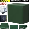Online PROFESSIONAL IBC Tank Cover 1000L - Grønt vandtæt beskyttelsesdæksel med UV-beskyttelse (210D sølvbelagt Oxford-stof) Regntønder
