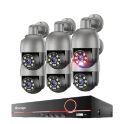 Clearance PTZ Kamera System, 8 Kanaler, Fuldfarve Nattesyn,2T, 8CH NVR 6 Kamera 5MP Sikkerhedsmonitorer & Videokameraer