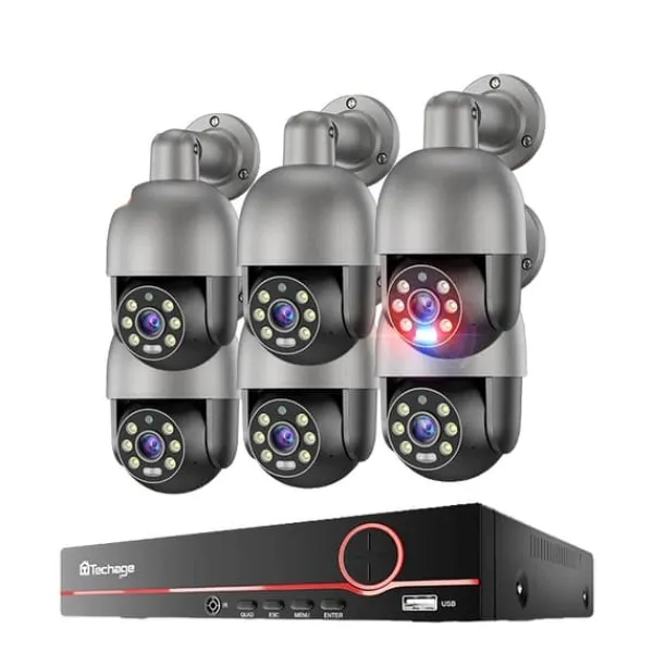 Clearance PTZ Kamera System, 8 Kanaler, Fuldfarve Nattesyn,2T, 8CH NVR 6 Kamera 5MP Sikkerhedsmonitorer & Videokameraer