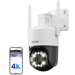 Sikkerhedsmonitorer & Videokameraer^PTZ Sikkerhedskamera, AI Detektion, 4K Ultra HD Opløsning,8MP