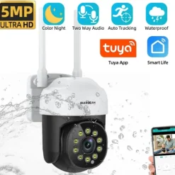 PTZ Sikkerhedskamera, 5MP Opløsning, Automatisk Sporingsfunktion,EU stik, 1 stk kamera Sikkerhedsmonitorer & Videokameraer