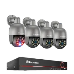 Clearance PTZ Sikkerhedskamerasystem, AI Menneskedetektion, To-vejs lyd,3T (udendørs sport), 8CH NVR 4 stk. Kamera 8MP Sikkerhedsmonitorer & Videokameraer