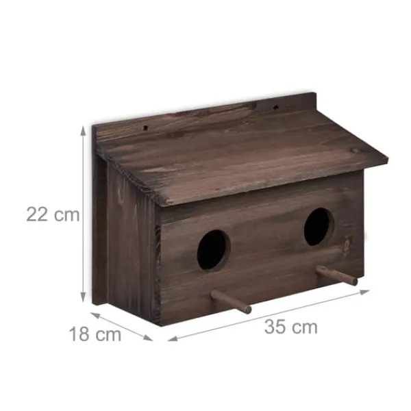 Clearance Redekasse, Dobbelt Redekasse, 22x35x18 cm, Brun Til Fugle & Småvildt