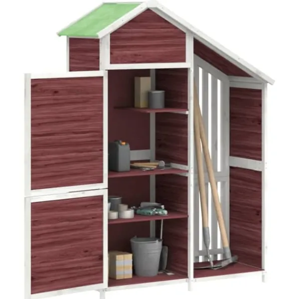 Discount Redskabsskur i massivt fyrretræ - Opbevaringsløsning til haven | Farve: Mokkafarvet | Størrelse: 120x53,5x170 cm Skure, Garager & Carports