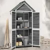 Skure, Garager & Carports^Redskabsskur til haven i massivt fyrretræ - Opbevaringsskab | Størrelse: 89x52,5x175 cm | Farve: Grå