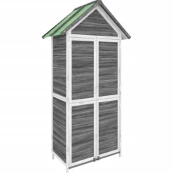 Skure, Garager & Carports^Redskabsskur til haven i massivt fyrretræ - Opbevaringsskab | Størrelse: 89x52,5x175 cm | Farve: Grå