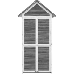 Skure, Garager & Carports^Redskabsskur til haven i massivt fyrretræ - Opbevaringsskab | Størrelse: 89x52,5x175 cm | Farve: Grå