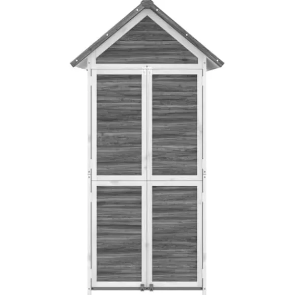 Skure, Garager & Carports^Redskabsskur til haven i massivt fyrretræ - Opbevaringsskab | Størrelse: 89x52,5x175 cm | Farve: Grå