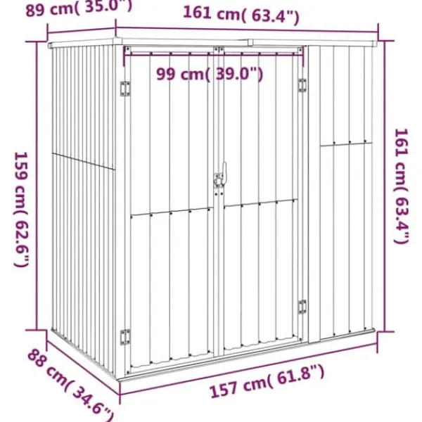 Online Redskabsskur til haven 161x89x161 cm galvaniseret stål antracit - Værktøjsskur - Værktøjsskure - Home & Living Skure, Garager & Carports
