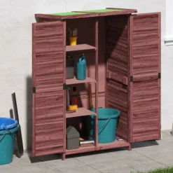 Outlet Redskabsskur til haven 83x57x140 cm massivt fyrretræ mokkafarve - Værktøjsskur - Værktøjsskure - Home & Living Skure, Garager & Carports
