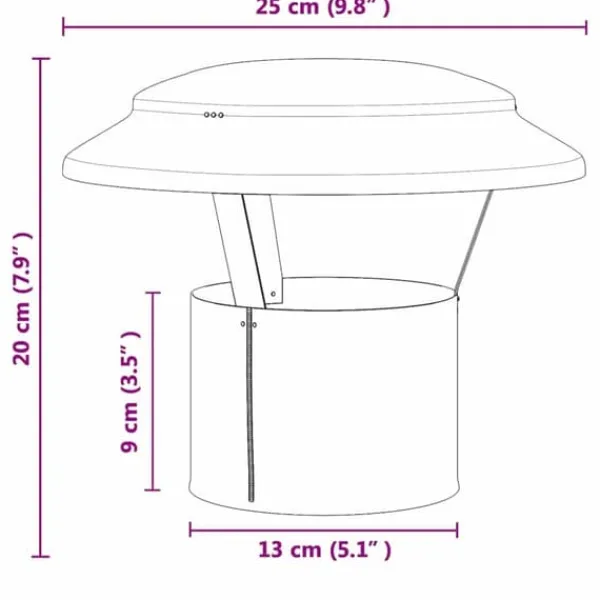 Discount Regndækning til Skorsten - Rustfrit Stål | 25 x 25 x 20 cm | Farve: Sølv Tilbehør Til Brændeovne & Pejse
