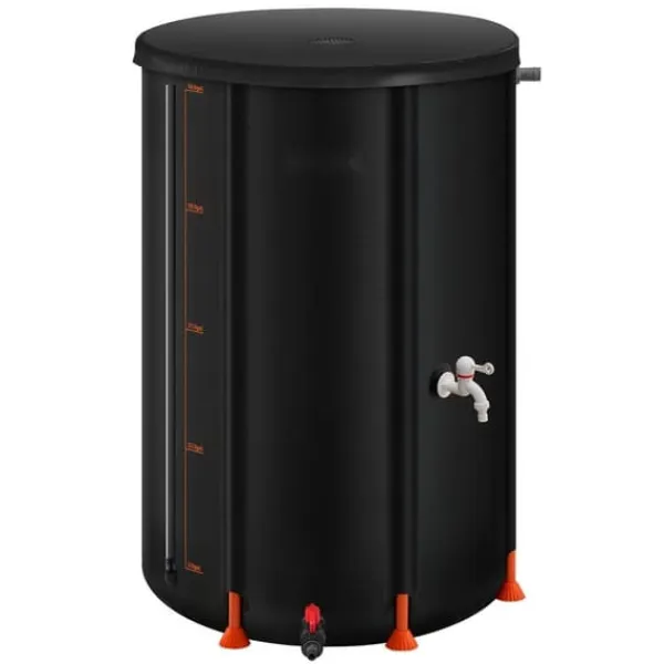 Best Regnvandstønde - Sammenklappelig Regnvandstank 250 L - 500D PVC - Med Tappehane og Overløbssæt - Bærbar - Sort Regntønder