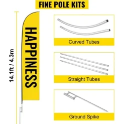 Discount Reklameflagstang: 10 x fjerflag, 16 fod vindstille sæt med jordspyd, inkl. 6 Swooper-flag - perfekt til butiksskiltning! Flag & Vindposer
