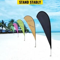 Discount Reklameflagstang: 10 x fjerflag, 16 fod vindstille sæt med jordspyd, inkl. 6 Swooper-flag - perfekt til butiksskiltning! Flag & Vindposer