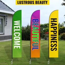 Discount Reklameflagstang: 10 x fjerflag, 16 fod vindstille sæt med jordspyd, inkl. 6 Swooper-flag - perfekt til butiksskiltning! Flag & Vindposer