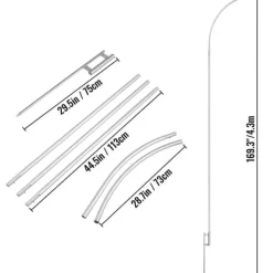 Discount Reklameflagstang: 10 x fjerflag, 16 fod vindstille sæt med jordspyd, inkl. 6 Swooper-flag - perfekt til butiksskiltning! Flag & Vindposer