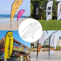 New Reklameflagstangssæt, 488 cm, Aluminium, Udendørs Display Flag & Vindposer