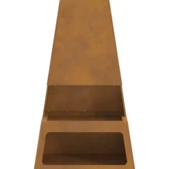 Brændeovne^Rektangulær bålplads i forvitret stål - Udendørs bålsted | Størrelse: 60x35x100 cm | Farve: Brun