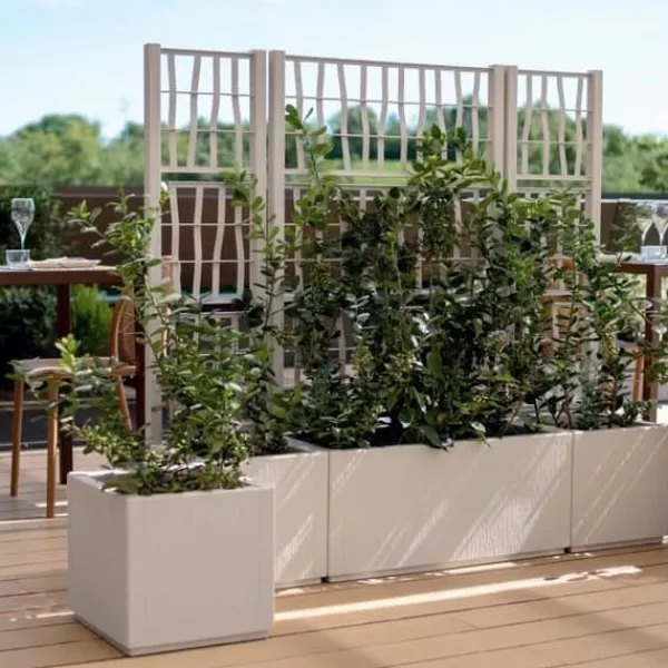 Krukker & Plantebeholdere^Rektangulär Ethica blomlåda 80 cm med kritspaljé