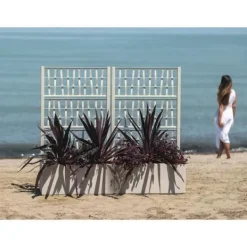 Krukker & Plantebeholdere^Rektangulär Ethica blomlåda 80 cm med kritspaljé
