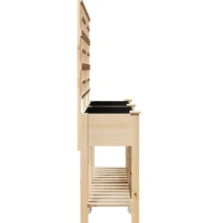 Plantningsbænke^Rektangulær havekasse med espalier og hylde - Holdbart fyrretræ | Farve: Beige | Størrelse: 161x46x152.5 cm