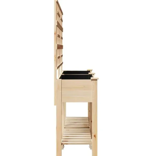 Plantningsbænke^Rektangulær havekasse med espalier og hylde - Holdbart fyrretræ | Farve: Beige | Størrelse: 161x46x152.5 cm