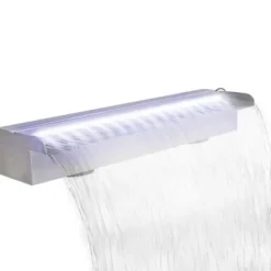 Discount Rektangulær vandfaldsfontæne med LED-lys rustfrit stål 60 cm - Fontæner Springvand & Damme