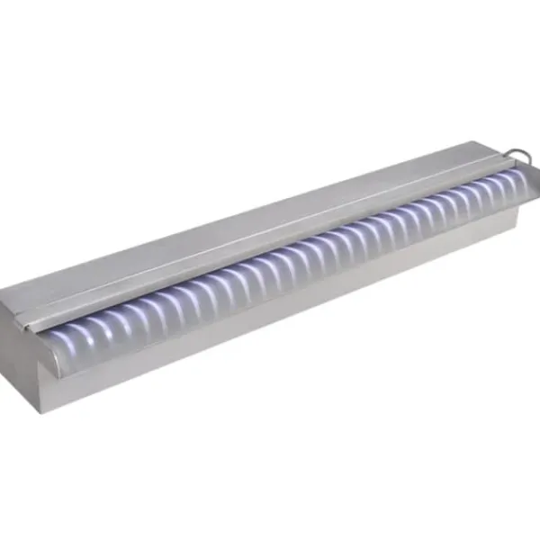 Springvand & Damme^Rektangulær vandfaldsfontæne med LED-lys rustfrit stål 60 cm - Fontæne Til Pool - Fontæner Til Pools - Home & Living