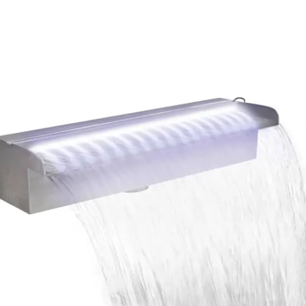Clearance Rektangulær vandfaldsfontæne med LED-lys - Rustfrit stål | Størrelse: 45 cm Springvand & Damme