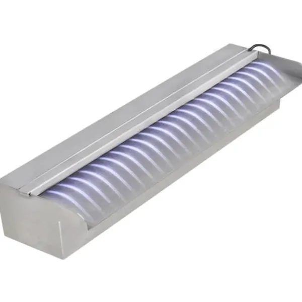 Clearance Rektangulær vandfaldsfontæne med LED-lys - Rustfrit stål | Størrelse: 45 cm Springvand & Damme